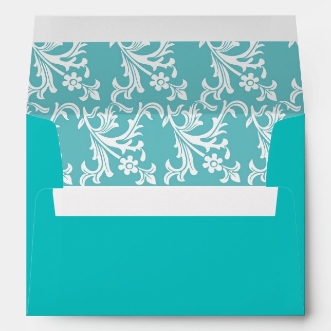 Turquoise with White Damask Envelopes (Back (Bottom))