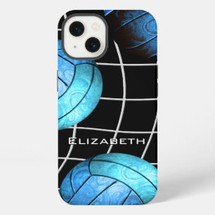 turquoise women's volleyball with vball net iPhone 13 case