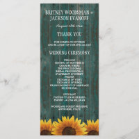 Turquoise Wood Rustic Sunflower Programmes de mari