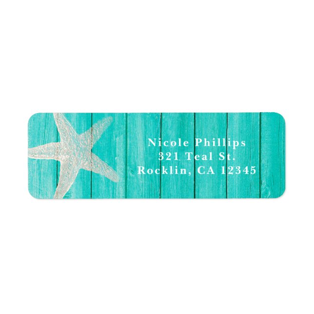 Turquoise Wood & Starfish Beach Élégante invitatio (Devant)