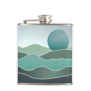 Turquoise World Landscape Hip Flask