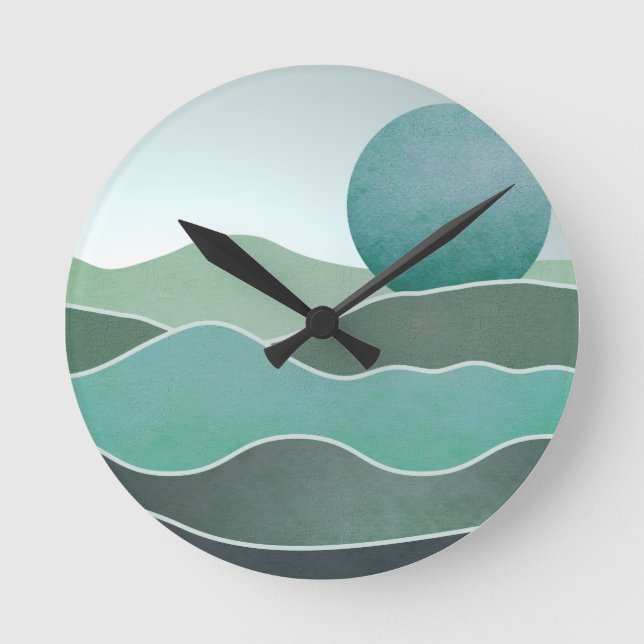 Turquoise World Landscape Round Clock (Front)