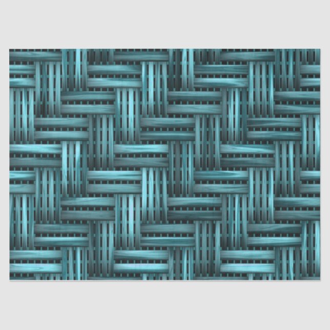 Turquoise Woven Wood Background Decoupage Tissue Paper (Front)