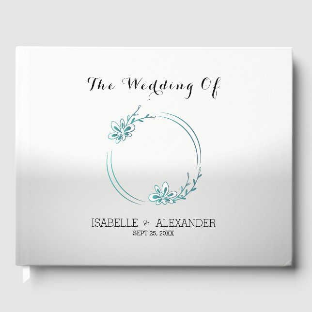 Turquoise Wreath Custom Photo Guest Book (Front)