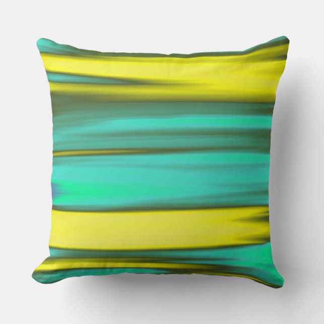 Turquoise Yellow Abstract Painting Throw Pillow (Front)