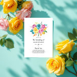 Turquoise, Yellow, and Pink Floral Wedding Program<br><div class="desc">Make a bold statement with this trendy Turquoise, Yellow, and Pink Floral Wedding Program. Featuring a vibrant watercolor bouquet in these eye-catching colours, this program not only outlines your wedding ceremony but also includes a heartfelt thank you message on the front. Perfect for adding a pop of colour and warmth...</div>