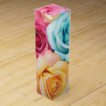 Turquoise, Yellow and Pink Roses Wine Box<br><div class="desc">Turquoise and yellow - teal and lemon roses wedding gift box with accents of pink. Ideal for any given theme or garden wedding.</div>