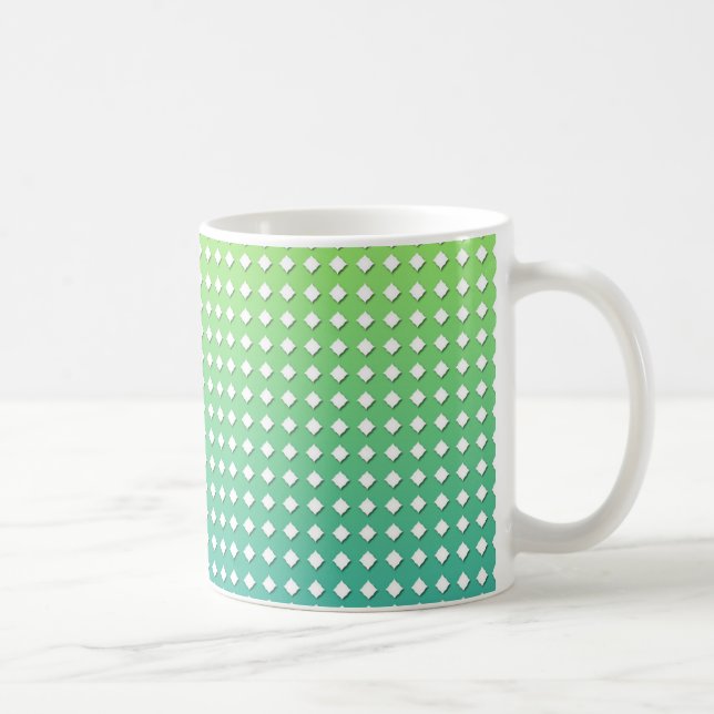 Turquoise Yellow Geometric Pattern Diamonds Coffee Mug (Right)