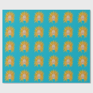 Turquoise yellow gold sun inspired wrapping paper