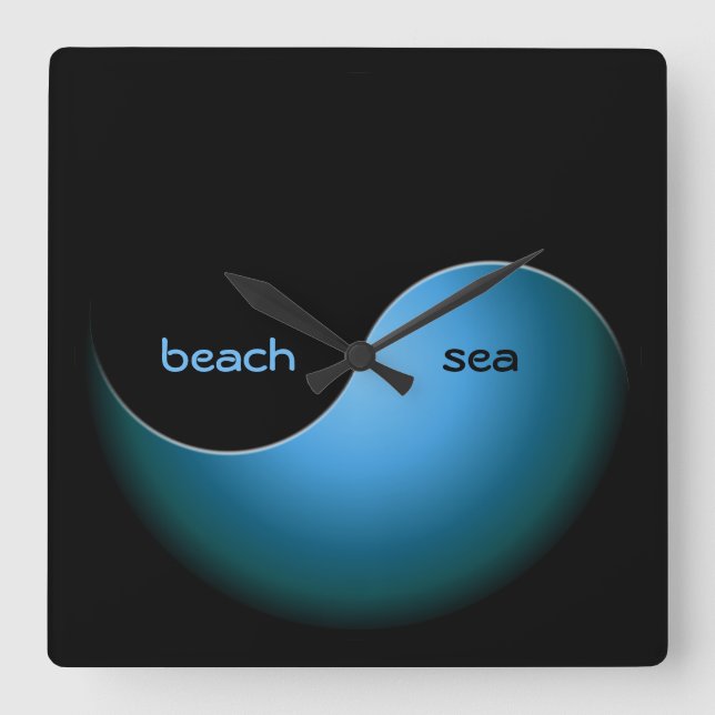 turquoise yin yang square wall clock (Front)