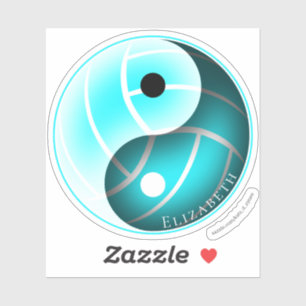 turquoise yin yang volleyball personalized