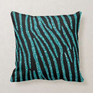 Turquoise Zebra Glamour Elegance Throw Pillow