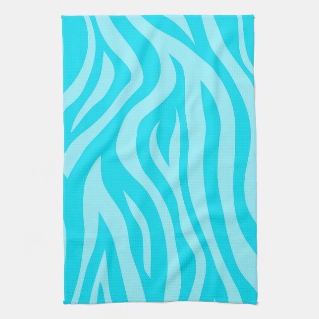 Turquoise Zebra Print Kitchen Towel (Vertical)