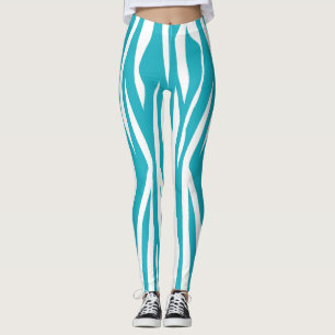 Turquoise Zebra Print Leggings