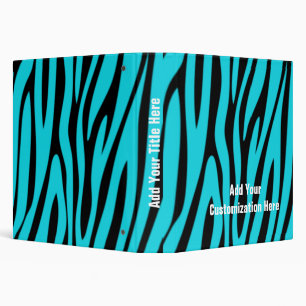 Turquoise Zebra Stripe Binder ~ Customize!