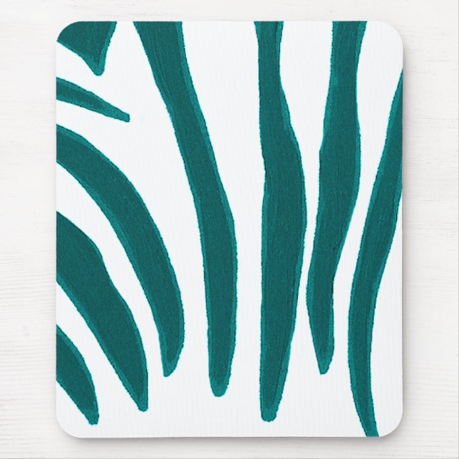 Turquoise Zebra Stripes, wildlife art mousepads (Front)