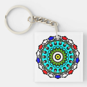 Turquoise Zen Mandala Keychain