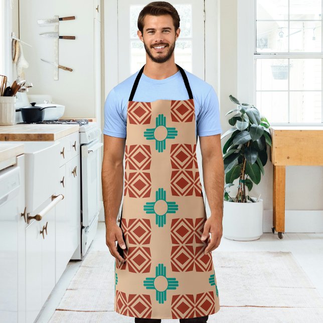 Turquoise Zia Tribal Brown Tan Apron (Creator Uploaded)