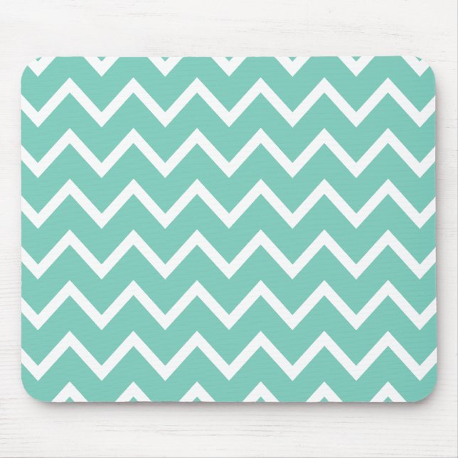 Turquoise Zig Zag Chevron Mouse Pad (Front)