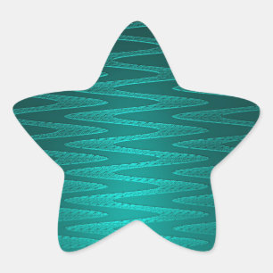Turquoise Zigzag Pattern Star Sticker