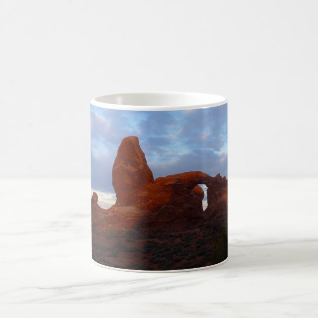 Turret Arch at Sunrise in Arches National Park Coffee Mug (Center)