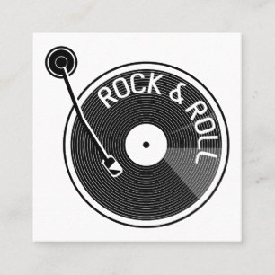 Turtable Record Player Rock And Roll Vinyl Record Square Business Card