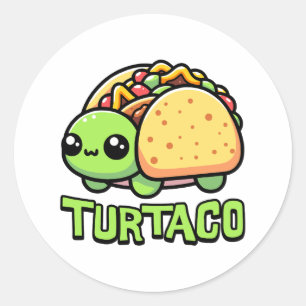 Turtaco! Cute Turtle Taco Pun Classic Round Sticker