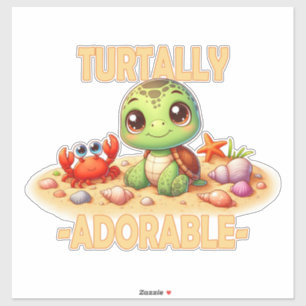 Turtally Adorable fun pun Cute baby Turtle cartoon