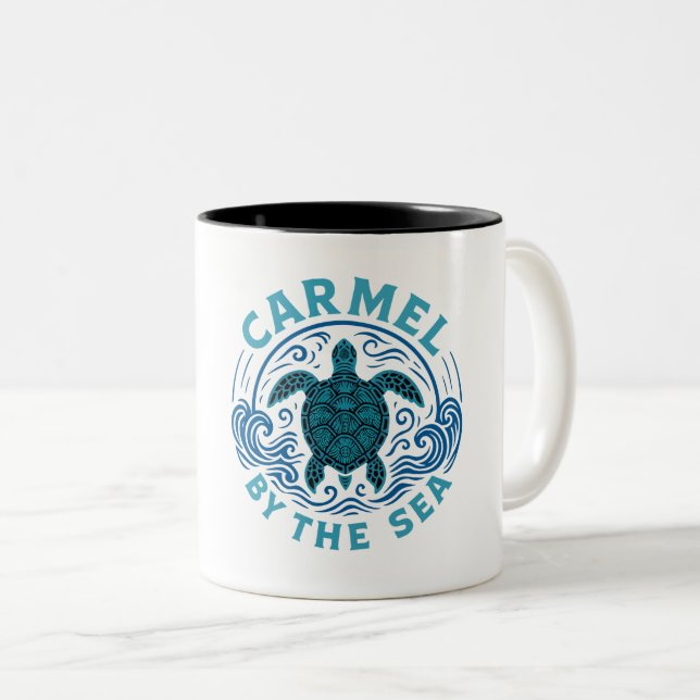 Turtel Carmel by the sea beach california Two-Tone Coffee Mug (Front Right)