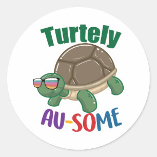 Turtely Ausome Awesome Autism Awareness Colorful Classic Round Sticker