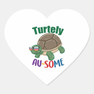Turtely Ausome Awesome Autism Awareness Colourful Heart Sticker