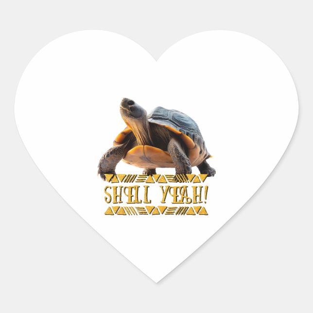 Turtle 001 Shell Yeah! Heart Sticker (Front)