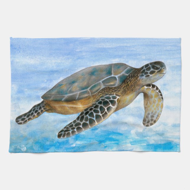 Turtle 1 kitchen towel (Horizontal)