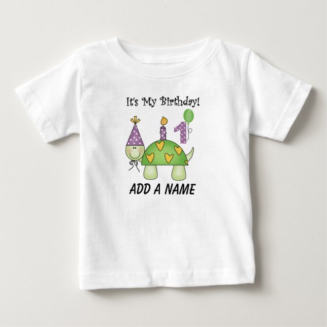 Turtle 1st Birthday Personalized Tshirt (Front)