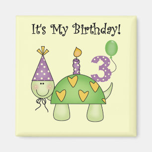 Turtle 3rd Birthday Tshirts and Gifts Magnet