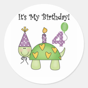 Turtle 4th Birthday Tshirts and Gifts Classic Round Sticker