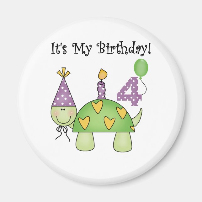 Turtle 4th Birthday Tshirts and Gifts Magnet (Front)