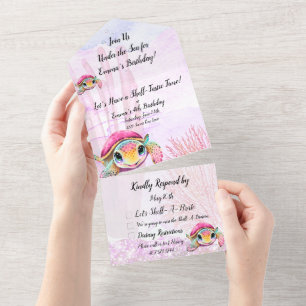 Turtle 4th Birthday, Under the Sea All In One Invitation