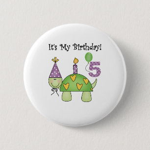 Turtle 5th Birthday 2 Inch Round Button