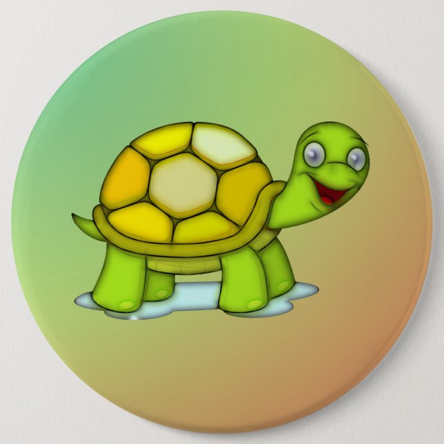 turtle 6 inch round button (Front)