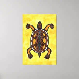 Turtle - Aboriginal Inspired Art Painting Canvas Print