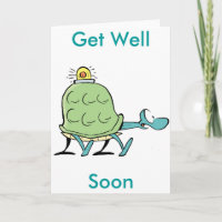 Turtle Ambulance Cartoon Get Well Soon Card