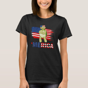 Turtle American Flag Sunglasses Merica 4th Of Jul T-Shirt