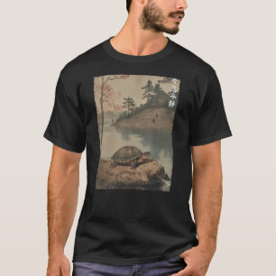 Turtle and Cherry Blossom tree Japanese Woodblock  T-Shirt