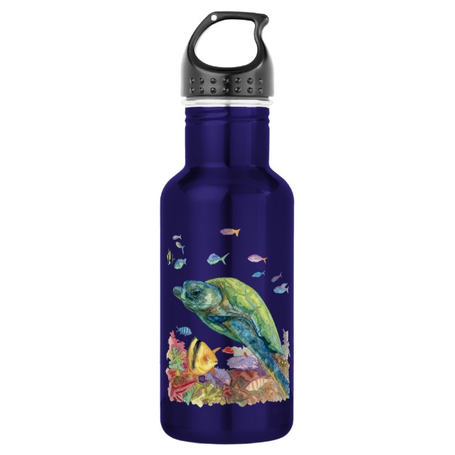 Turtle and fishes in the sea  532 ml water bottle (Front)