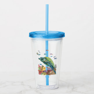 Turtle and fishes in the sea  acrylic tumbler