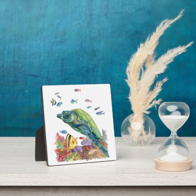 Turtle and fishes in the sea  plaque (Insitu)