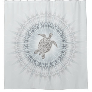 Turtle And Mandala Dusty Blue Taupe Coastal
