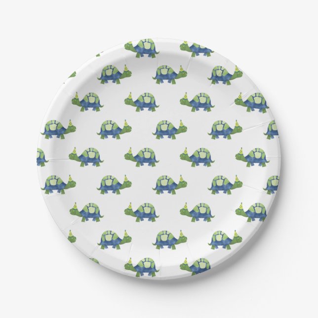 Turtle and Tortoise Birthday Party Paper Plates (Front)