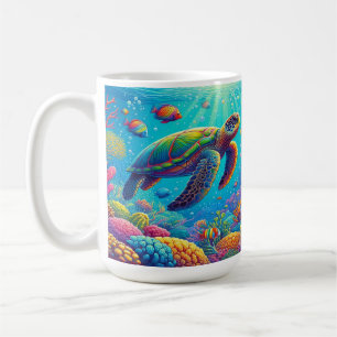 Turtle and Tropical Fish Underwater Scene Coffee Mug